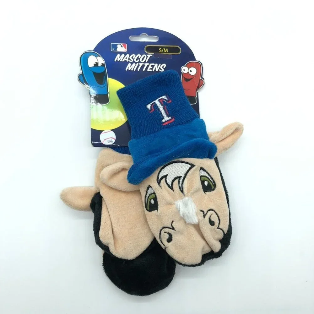 MLB Texas Rangers Mascot Mittens Kids Youth Unisex Plush Blue One Size